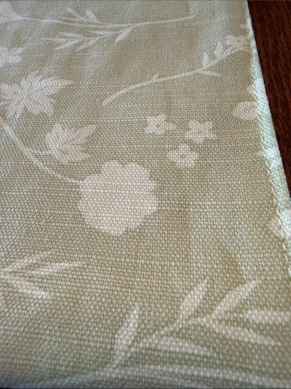 Green Floral Jacquard Table Runner with Pom Trim